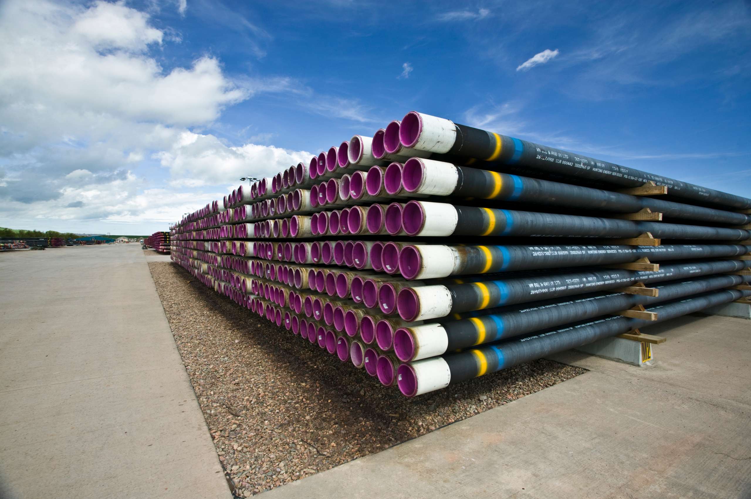 OCTG pipes in a pipeyard