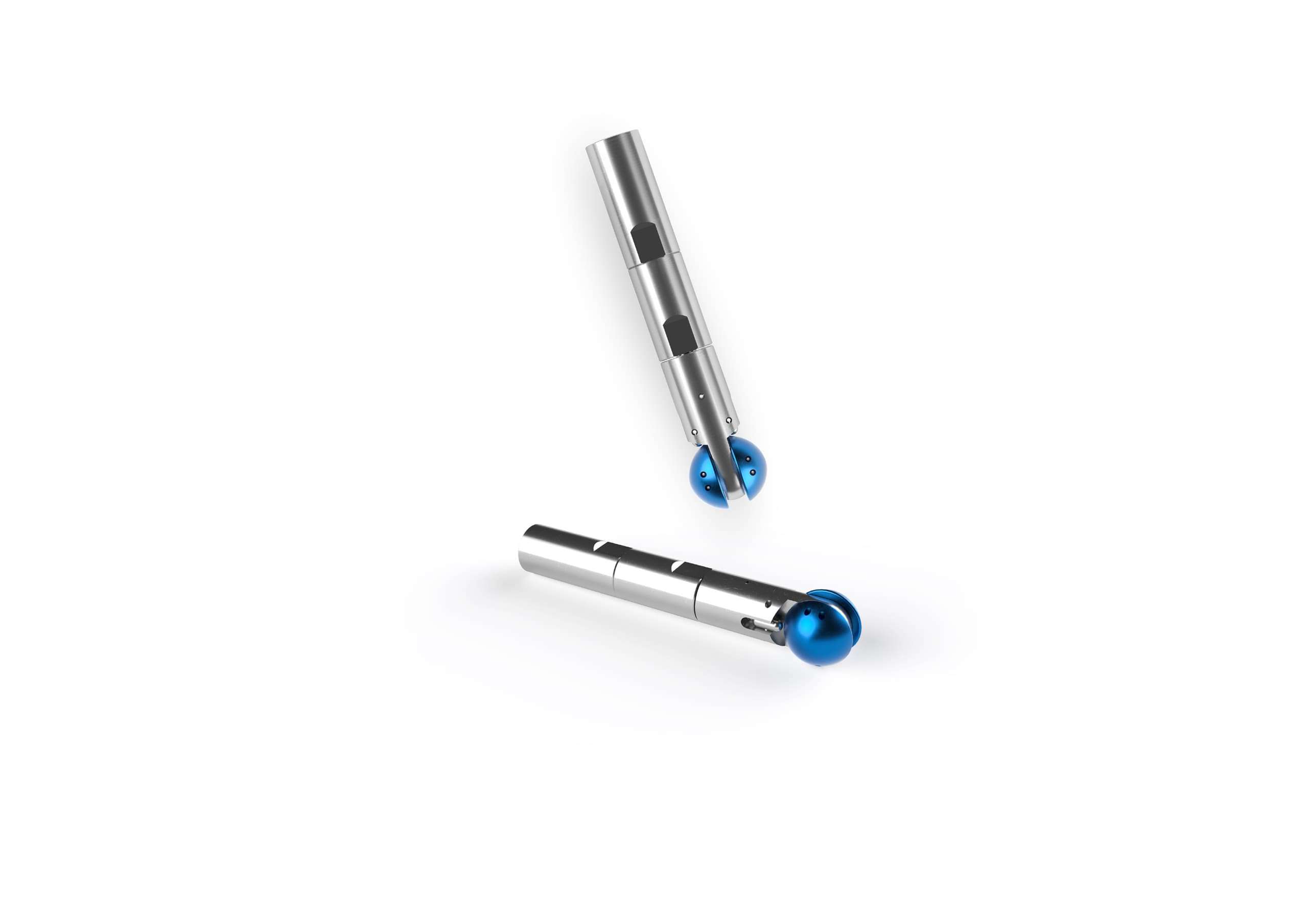 Metal rod with blue ball on one end