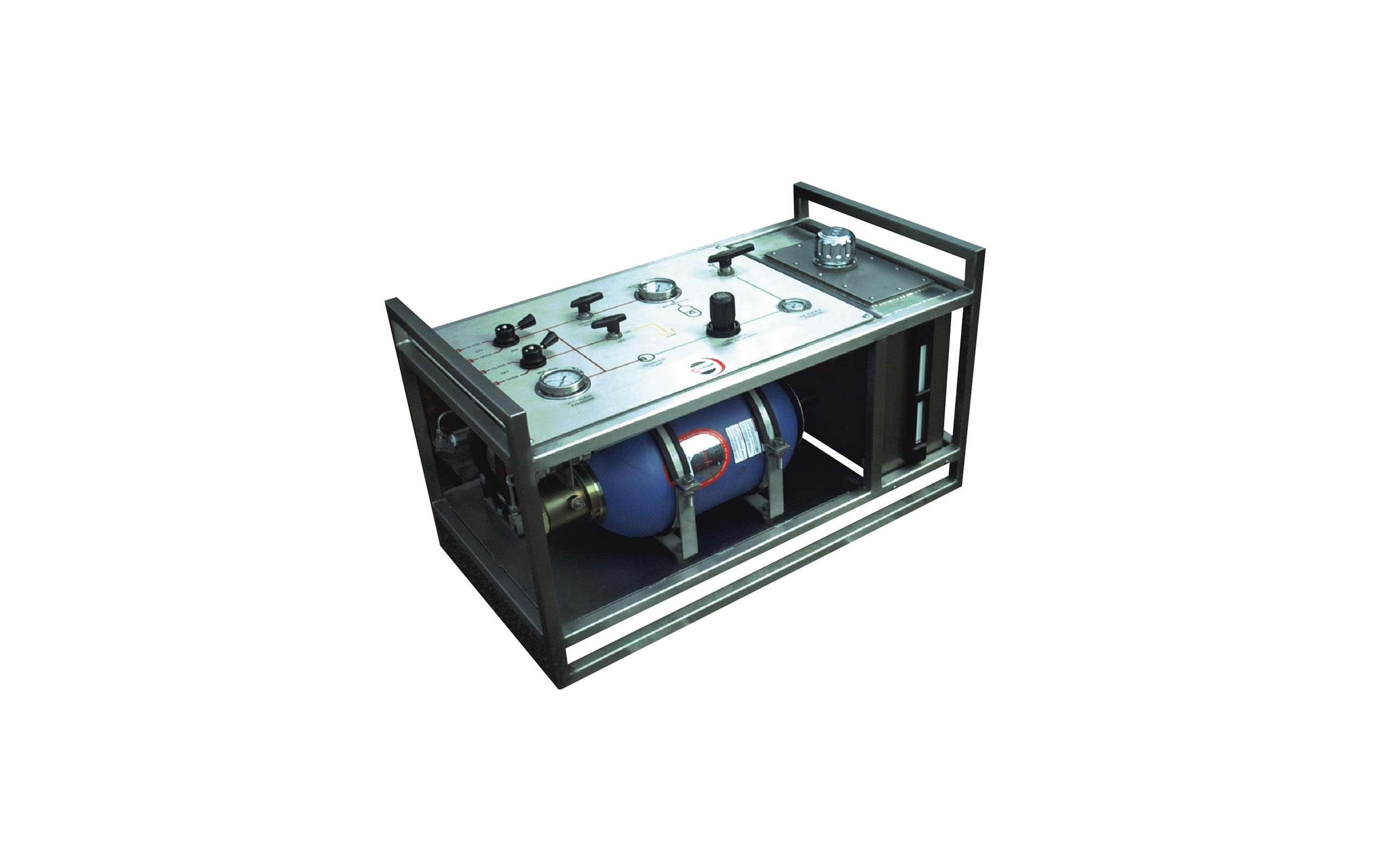 Metal container with control elements on top