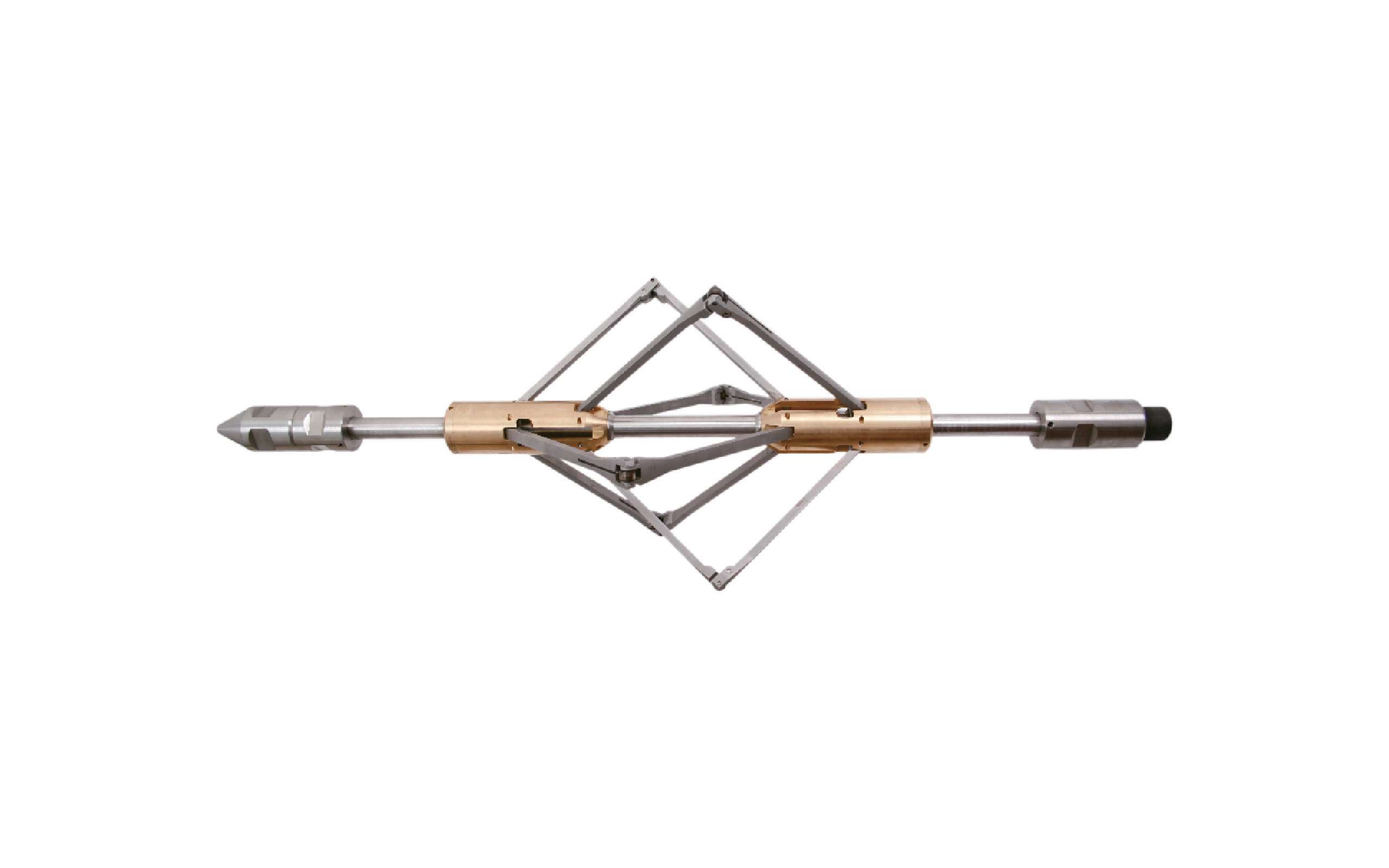 Roller Centralizer Tool - metal rod with triangle shaped arms